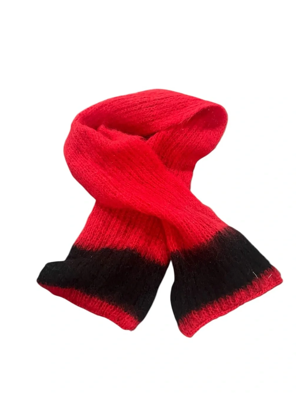 Hudson’s Wool Blend Red and Black Knit Scarf - Vintage, Excellent Condition